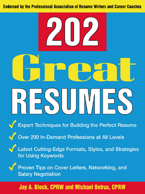 Title details for 202 Great Resumes by Jay A. Block - Wait list